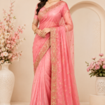 Royal Pink Embroidered Saree