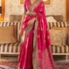 Punch Pink Banarasi Tussar Silk Saree with Designer Boder