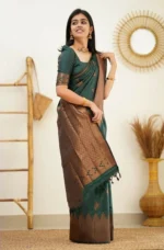 AVANTIKA FASHION Woven Kanjivaram Pure Silk, Art Silk Saree (Green) - Image 2
