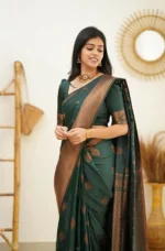 AVANTIKA FASHION Woven Kanjivaram Pure Silk, Art Silk Saree (Green) - Image 4