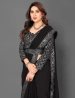 tapovan fashion Printed Bollywood Chiffon Saree (Black)