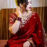 Queen worth Embroidered Maheshwari Chanderi, Satin Saree (Red)