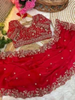 Queen worth Embroidered Maheshwari Chanderi, Satin Saree (Red) - Image 4
