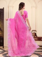dwiti creation Woven, Embroidered Daily Wear Jimmy Jimmy Saree (Pink) - Image 2