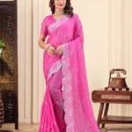 dwiti creation Woven, Embroidered Daily Wear Jimmy Jimmy Saree (Pink)
