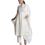 Anarkali Kurta Set with Mesh Dupatta