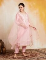 Kurta Pant Set with Organza Dupatta Salwar Suit - Image 2