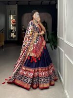 Women's Patola Pattern Tussar Silk Lehenga Choli Dupatta Set - Image 3