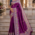 Royal Orchid Banarasi Silk Saree with Multicolor Floral Zari Weaving