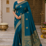 Emerald Royale Banarasi Silk Saree with Heritage Gold Zari Border