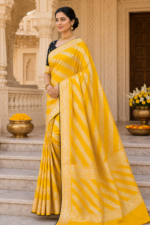 Sunshine Noir Banarasi Silk Saree - Image 6