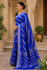 Royal Sapphire Noir Banarasi Silk Saree - Image 3
