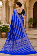 Royal Sapphire Noir Banarasi Silk Saree - Image 5