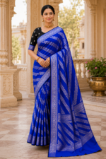 Royal Sapphire Noir Banarasi Silk Saree