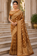 Golden Chestnut Banarasi Silk Saree - Image 2