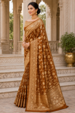 Golden Chestnut Banarasi Silk Saree - Image 3