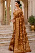 Golden Chestnut Banarasi Silk Saree - Image 4