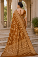 Golden Chestnut Banarasi Silk Saree - Image 5