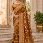 Golden Chestnut Banarasi Silk Saree