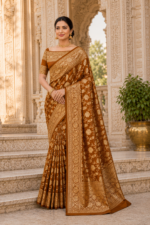 Golden Chestnut Banarasi Silk Saree