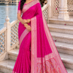 Royal Crimson Banarasi Silk Saree with Antique Gold Zari Border