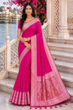 Royal Crimson Banarasi Silk Saree with Antique Gold Zari Border