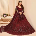 Divastri Embroidered Semi Stitched Lehenga Choli (Maroon) - Image 3