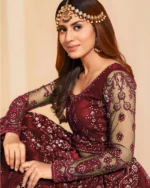 Divastri Embroidered Semi Stitched Lehenga Choli (Maroon) - Image 4