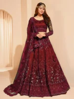 Divastri Embroidered Semi Stitched Lehenga Choli (Maroon)