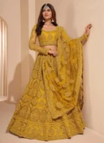 Udbhav Export Embroidered Semi Stitched Lehenga Choli (Yellow) - Image 3